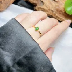 Nhẫn ngọc Phỉ thúy xanh lục đế vương Myanmar, vàng 18k - Ảnh 9