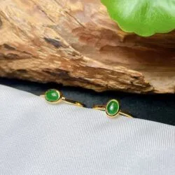 Nhẫn ngọc Phỉ thúy xanh lục đế vương Myanmar, vàng 18k