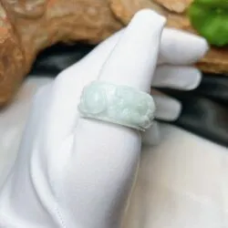 Nhẫn càn long Song Long ngọc cẩm thạch Myanmar, bản 14 ly