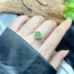 Nhẫn ngọc Phỉ thúy xanh lục đế vương, vàng 18k, kim cương thiên nhiên - Hình ảnh 10