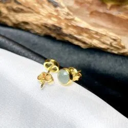Khuyên tai ngọc Phỉ thúy lam ngọc, vàng 18k - Hình ảnh 2