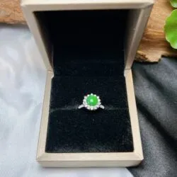 Nhẫn ngọc Phỉ thúy xanh lục đế vương, vàng 18k, kim cương thiên nhiên - Hình ảnh 11