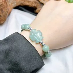 Vòng chuỗi Mân côi ngọc Cẩm thạch Myanmar mix bạc