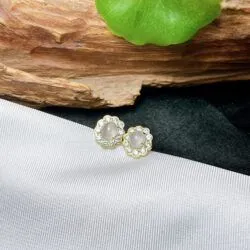 Khuyên tai ngọc Phỉ thúy cao băng Myanmar, vàng 18k - Hình ảnh 2