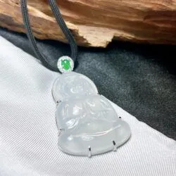 Phật quán thế âm bồ tát ngọc Phỉ thuý băng chủng Myanmar, vàng 18k - Hình ảnh 12