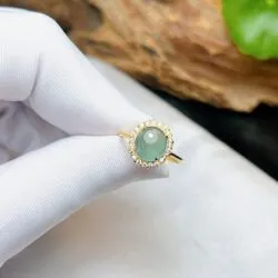 Nhẫn ngọc Phỉ thuý lam ngọc, vàng 18k - Hình ảnh 5