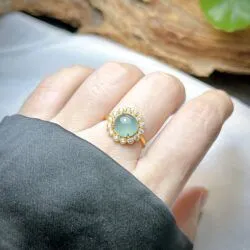 Nhẫn ngọc Phỉ thúy lam ngọc, vàng 18k