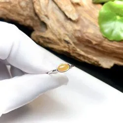 Nhẫn ngọc phỉ thúy hoàng phỉ Myanmar, vàng trắng 14k