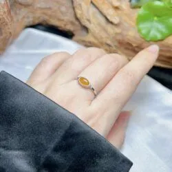 Nhẫn ngọc phỉ thúy hoàng phỉ Myanmar, vàng trắng 14k