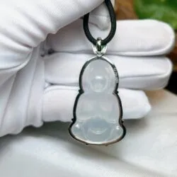 Phật quán thế âm bồ tát ngọc Phỉ thuý băng chủng Myanmar, vàng 18k - Hình ảnh 8