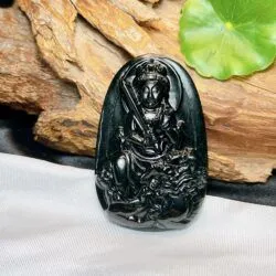 Văn thù bồ tát ngọc Phỉ thúy mực dục, KT 65x42mm
