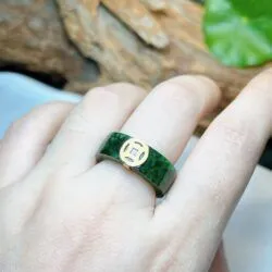 Nhẫn ngọc cẩm thạch sơn thuỷ Myanmar (nước 1), vàng 18k