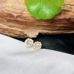 Khuyên tai ngọc Phỉ thúy cao băng Myanmar, vàng 18k - Hình ảnh 3