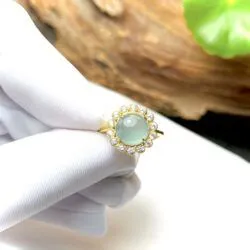 Nhẫn ngọc Phỉ thúy lam ngọc, vàng 18k