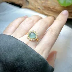 Nhẫn ngọc Phỉ thúy lam ngọc, vàng 18k