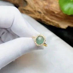 Nhẫn ngọc Phỉ thuý lam ngọc, vàng 18k - Hình ảnh 7