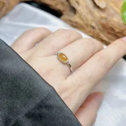 Nhẫn ngọc phỉ thúy hoàng phỉ Myanmar, vàng trắng 14k