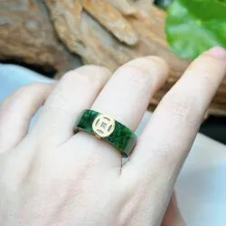Nhẫn ngọc cẩm thạch sơn thuỷ Myanmar (nước 1), vàng 18k - Ảnh 7
