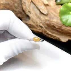 Nhẫn ngọc phỉ thúy hoàng phỉ Myanmar, vàng trắng 14k