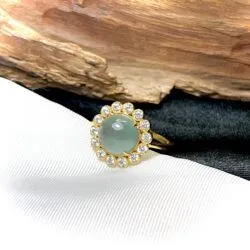 Nhẫn ngọc Phỉ thúy lam ngọc, vàng 18k