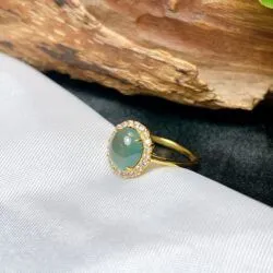 Nhẫn ngọc Phỉ thuý lam ngọc, vàng 18k - Hình ảnh 2
