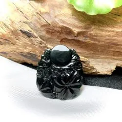Văn thù bồ tát ngọc Phỉ thúy mực dục Myanmar, KT 31mm - Hình ảnh 7