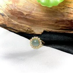 Nhẫn ngọc Phỉ thúy lam ngọc, vàng 18k