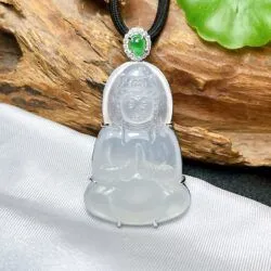 Phật quán thế âm bồ tát ngọc Phỉ thuý băng chủng Myanmar, vàng 18k - Hình ảnh 7