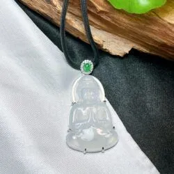 Phật quán thế âm bồ tát ngọc Phỉ thuý băng chủng Myanmar, vàng 18k - Hình ảnh 11