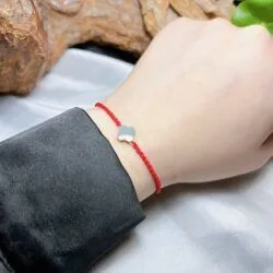 Vòng tay cỏ 4 lá ngọc Phỉ thúy mực dục Myanmar, vàng hồng 18k - Hình ảnh 3