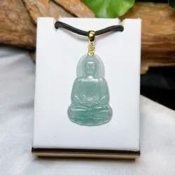 A Di Đà phật ngọc Phỉ thuý Lam thuỷ, vàng 18k