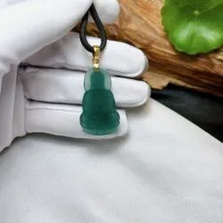 Phật A Di Đà ngọc Cẩm thạch lam ngọc, vàng 18k - Ảnh 7