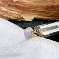 Nhẫn ngọc Phỉ thuý tím Myanmar, vàng 18k - Ảnh 8