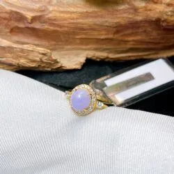 Nhẫn ngọc Phỉ thuý tím Myanmar, vàng 18k - Ảnh 7