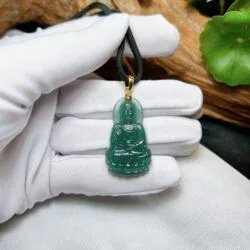 Phật A Di Đà ngọc Cẩm thạch lam ngọc, vàng 18k - Ảnh 6