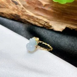 Nhẫn tỳ hưu ngọc Cẩm thạch Myanmar, vàng 18k - Ảnh 2