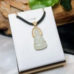 Phật quán thế âm bồ tát ngọc Phỉ thuý băng chủng Myanmar, vàng 18k - Ảnh 4