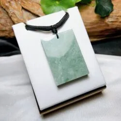 Mặt dây vô sự bài ngọc Cẩm thạch Myanmar, KT 40x28mm - Hình ảnh 4