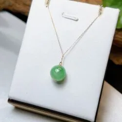 Mặt dây trái châu ngọc Phỉ thuý Myanmar, vàng 18k (bao gồm cả dây vàng) - Hình ảnh 6
