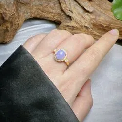 Nhẫn ngọc Phỉ thuý tím Myanmar, vàng 18k