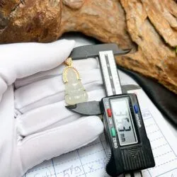 Phật quán thế âm bồ tát ngọc Phỉ thuý băng chủng Myanmar, vàng 18k - Ảnh 6