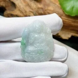 A Di Đà Phật ngọc Phỉ thuý nếp băng Myanmar - Ảnh 4