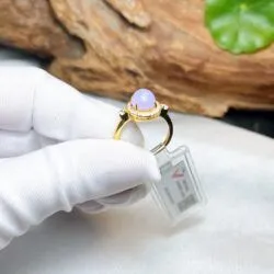 Nhẫn ngọc Phỉ thuý tím Myanmar, vàng 18k - Ảnh 2