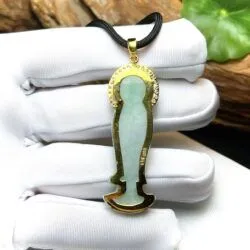 Phật quán thế âm bồ tát ngọc Cẩm thạch xanh lý táo - Ảnh 7