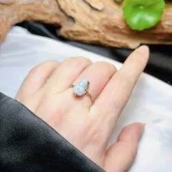 Nhẫn tỳ hưu ngọc Cẩm thạch Myanmar, vàng 18k - Ảnh 4