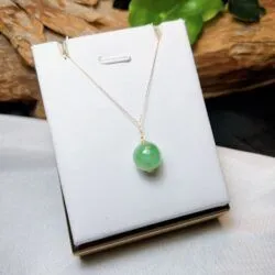 Mặt dây trái châu ngọc Phỉ thuý Myanmar, vàng 18k (bao gồm cả dây vàng) - Hình ảnh 4