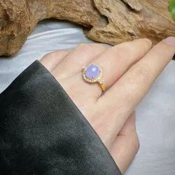 Nhẫn ngọc Phỉ thuý tím Myanmar, vàng 18k - Ảnh 5