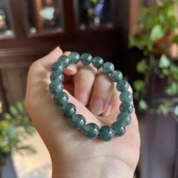 Vòng chuỗi ngọc Phỉ thuý lam ngọc 10 ly - Ảnh 8