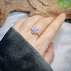 Nhẫn ngọc Phỉ thuý tím Myanmar, vàng 18k - Ảnh 3
