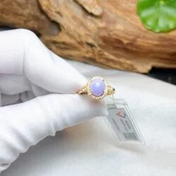 Nhẫn ngọc Phỉ thuý tím Myanmar, vàng 18k - Ảnh 4